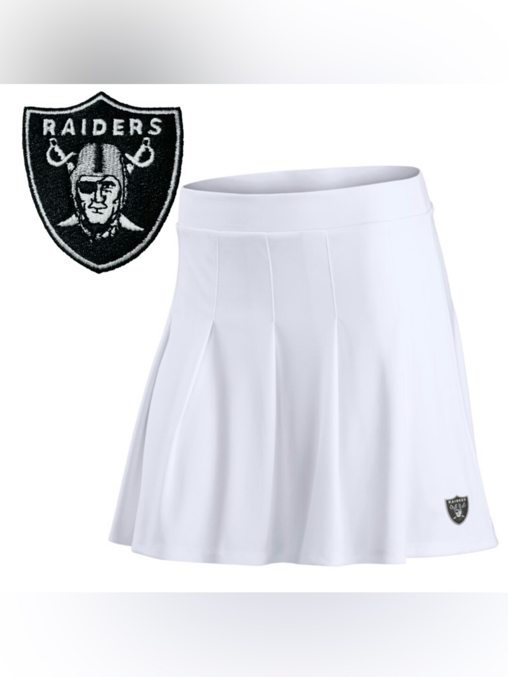 Fanatics Las Vegas Raiders Tennis Skort Skirt Primary Logo Patch White